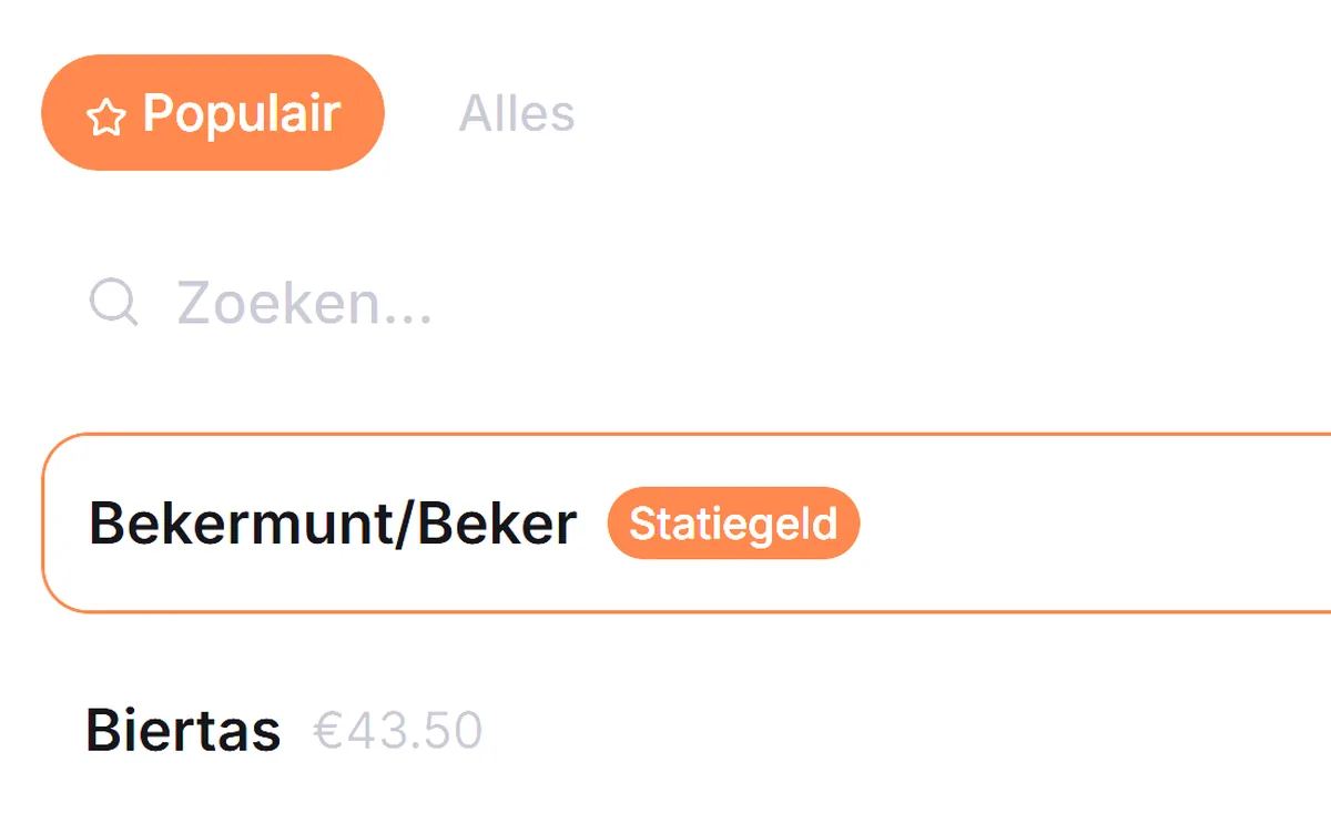 Roundz bestelscherm
